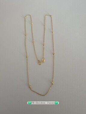 18K Real Gold Station Necklace